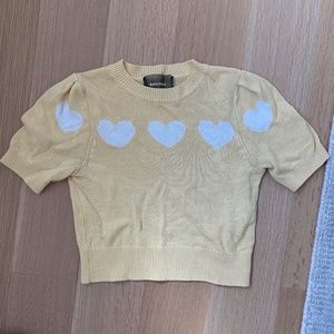 Reformation Yellow Heart Sweater Short-Sleeved Top